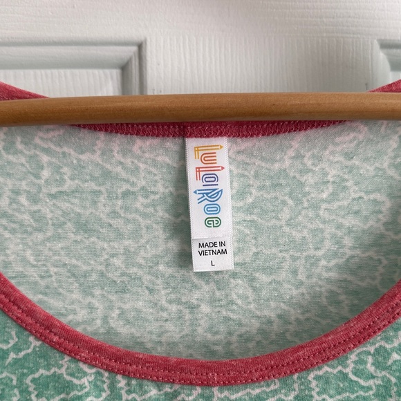 LuLaRoe Mint and Pink Short Sleeve Top - Picture 2 of 5